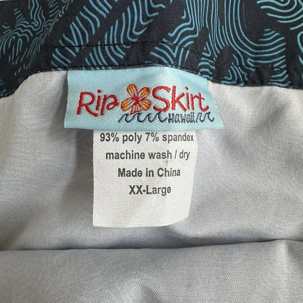 Rip Skirt Hawaii Maui Moonlight Floral Print  Length 1  Size XXL Blue Black - Picture 6 of 7